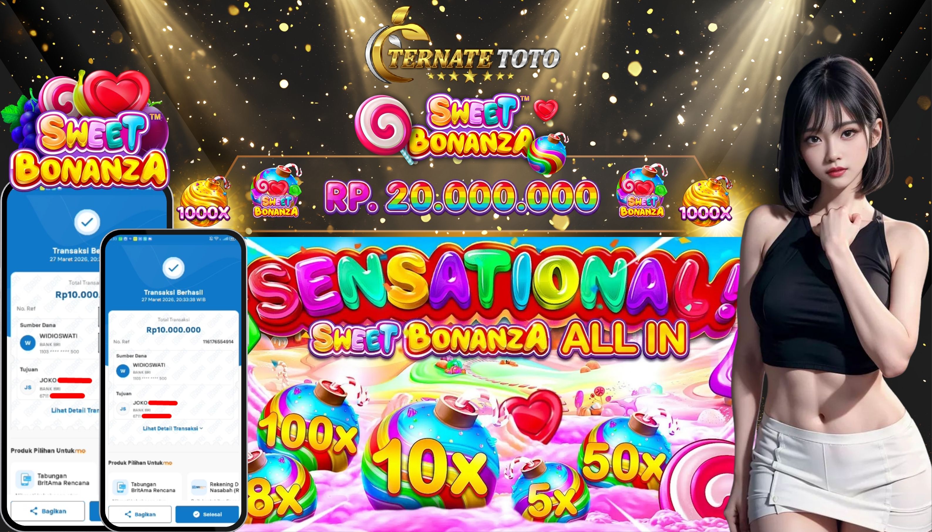 TERNATETOTO - JACKPOT SWEET BONANZA Rp. 20,002,000,-